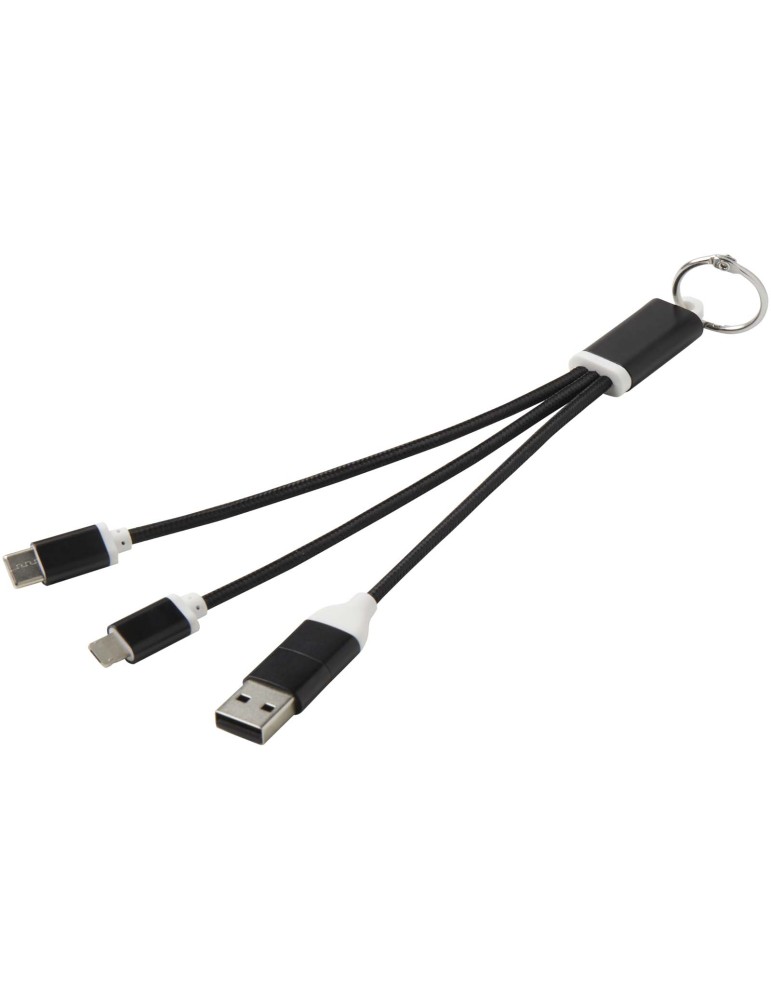 Câble de charge 4-en-1 Metal en aluminium recyclé avec porte-clés