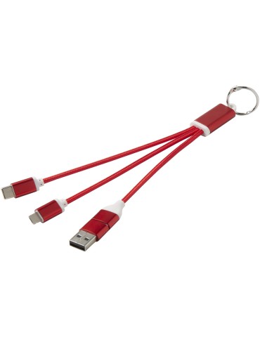 Câble de charge 4-en-1 Metal en aluminium recyclé avec porte-clés 2