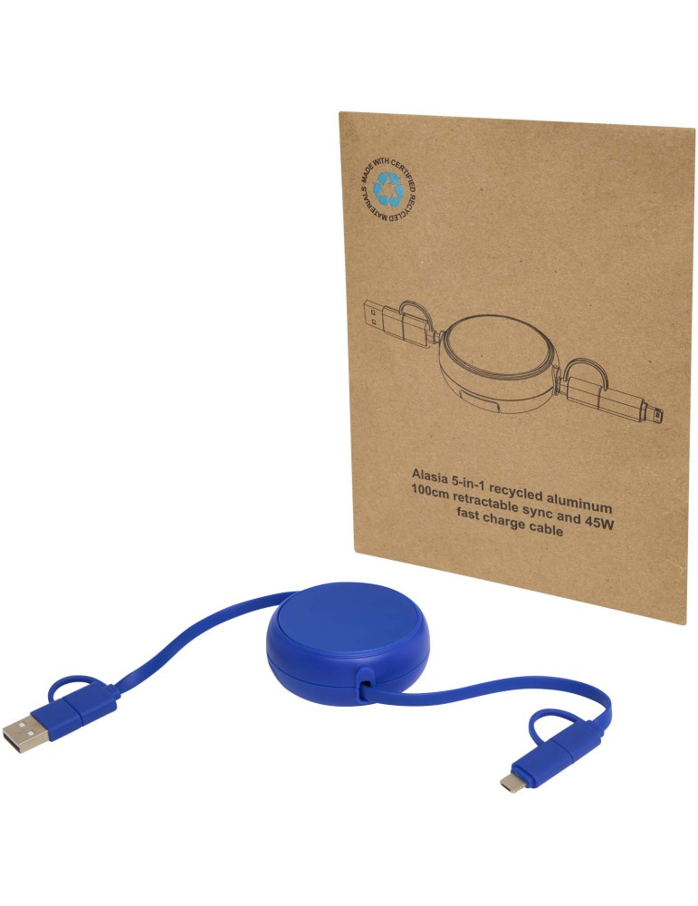Câble rétractable 5 en 1 Alasia de 100 cm en plastique recyclé et…