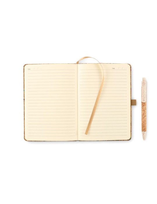 Cahier A5 en liège de couleur CORNOTA personnalisable