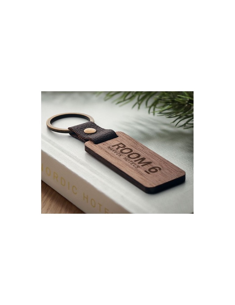 Porte-clés Noyer PU NAWKEY Objets Publicitaires Personnalisé pas cher