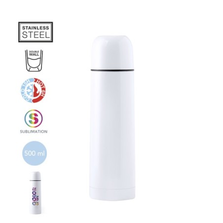 Bouteille Isotherme Personnalisable Cleikon Matières : acier inoxydable Couleurs : blanc personnalisable avec votre logo