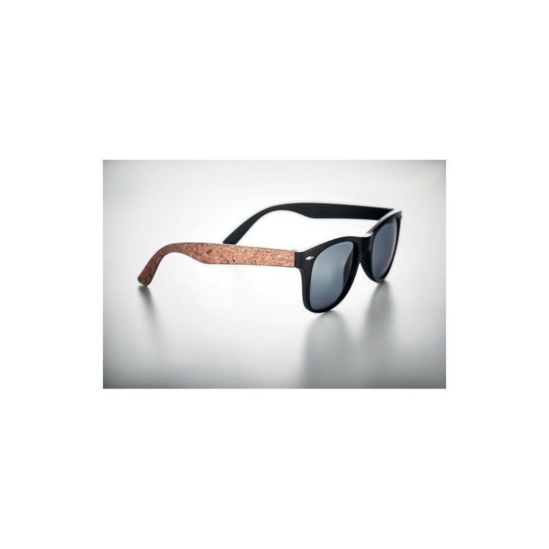 Lunettes de soleil Éco-responsables en liège Personnalisées PALOMA Matières : Polycarbonate (PC) Couleurs : noir goodies publici