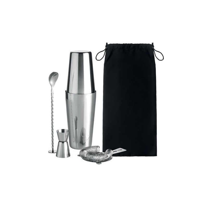 Set à Cocktail en Inox Personnalisé de Luxe BOSTON Matières : acier inoxydable Couleurs : argenté brillant