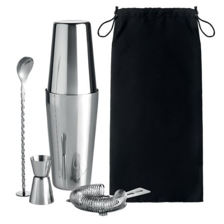 Set à Cocktail en Inox Personnalisé de Luxe BOSTON Matières : acier inoxydable Couleurs : argenté brillant