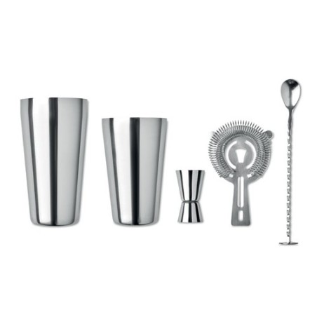 Set à Cocktail en Inox Personnalisé de Luxe BOSTON Matières : acier inoxydable Couleurs : argenté brillant personnalisable avec 