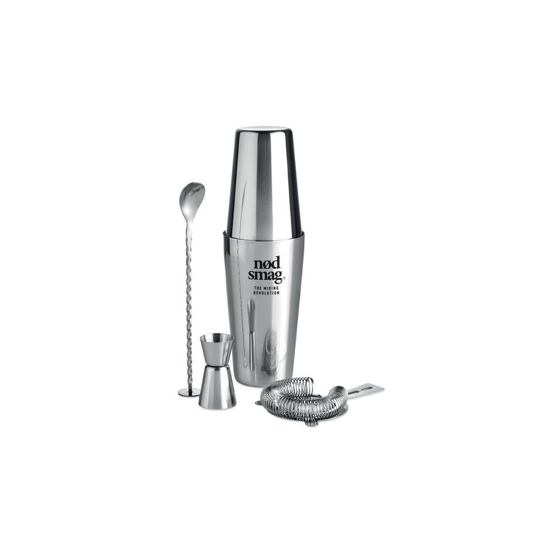 Set à Cocktail en Inox Personnalisé de Luxe BOSTON Matières : acier inoxydable Couleurs : argenté brillant marquage laser ultra 