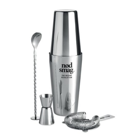 Set à Cocktail en Inox Personnalisé de Luxe BOSTON Matières : acier inoxydable Couleurs : argenté brillant marquage laser ultra 
