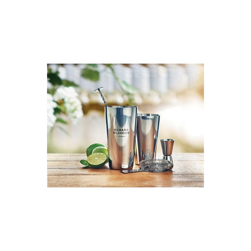Set à Cocktail en Inox Personnalisé de Luxe BOSTON Matières : acier inoxydable Couleurs : argenté brillant livraison express 24h