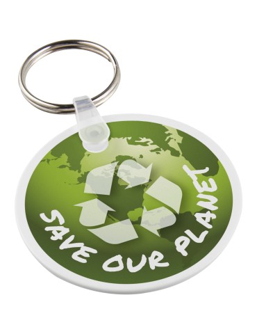 Porte-clés rond en plastique recyclé, objet publicitaire | Tait