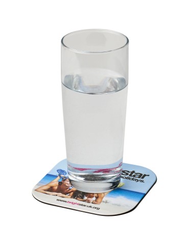 Sous-verre carré en papier laminé, cadeau client | Brite-Mat