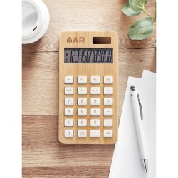 Calculatrice 12 chiffres personnalisée CALCUBIM Matières : bambou Couleurs : bois goodies publicitaire événementiel