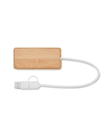 Hub USB 3 Ports en Bambou Personnalisé - Accessoire pas cher 2