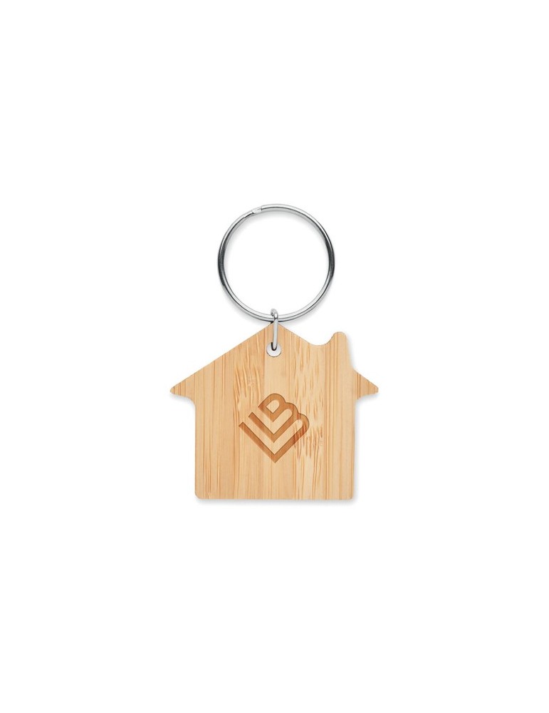 Porte-clés en bambou Personnalisé HOUSEBOO - Pas Cher