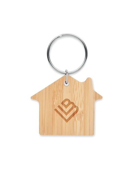 Porte-clés en bambou Personnalisé HOUSEBOO - Pas Cher