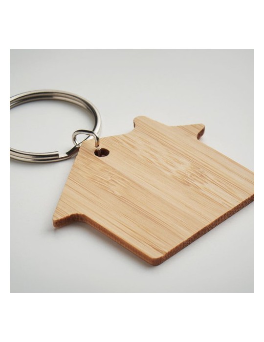 Porte-clés en bambou Personnalisé HOUSEBOO - Pas Cher