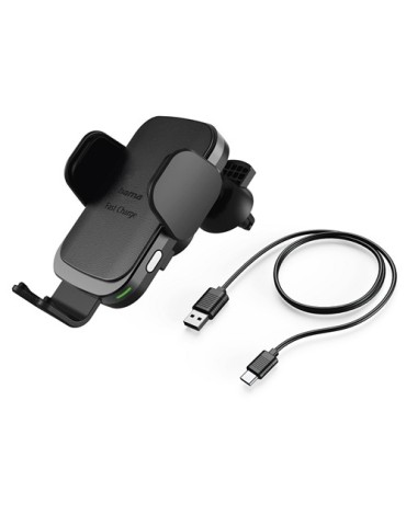 Support de voiture pour téléphone avec chargeur sans fil 10W Hama