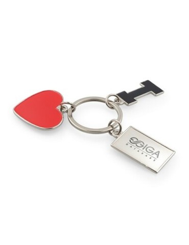 Porte-clés "I love ..." avec plaque en métal | Lydus