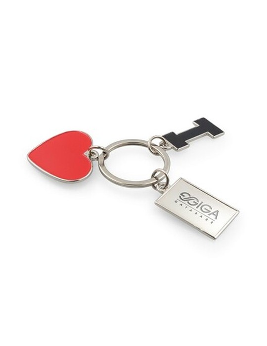 Porte-clés "I love ..." avec plaque en métal | Lydus