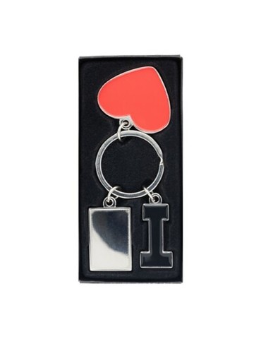 Porte-clés "I love ..." avec plaque en métal | Lydus 2
