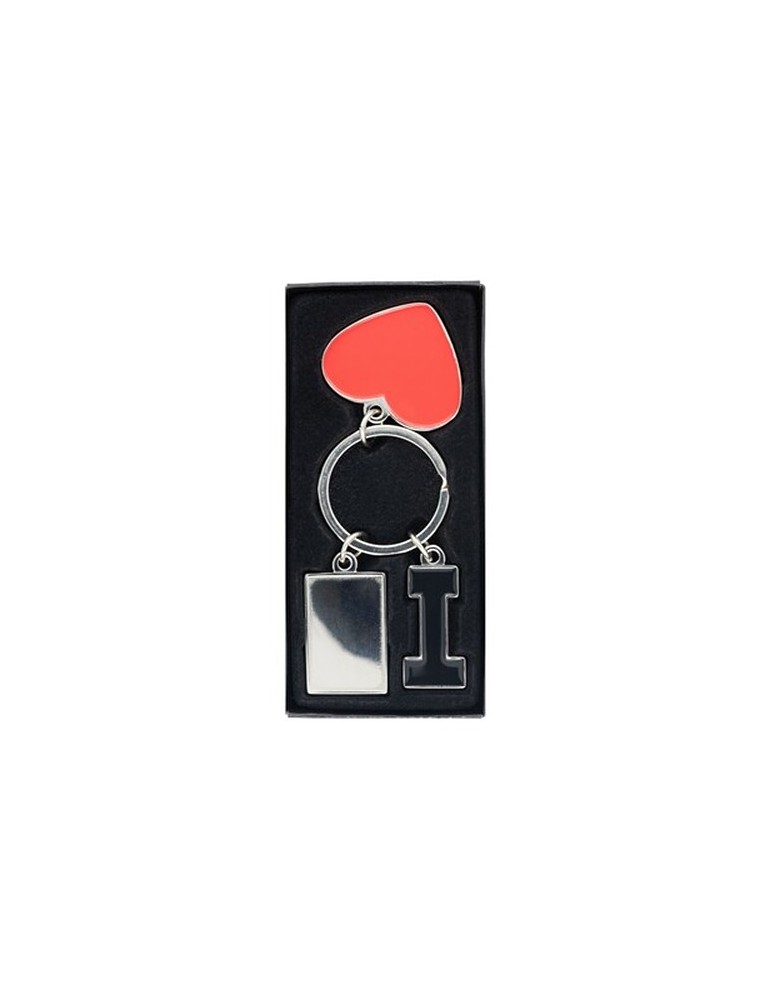 Porte-clés "I love ..." avec plaque en métal | Lydus