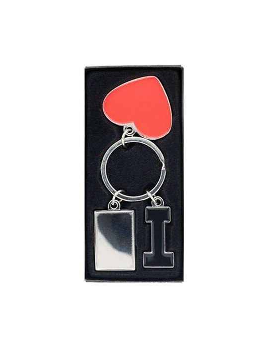 Porte-clés "I love ..." avec plaque en métal | Lydus