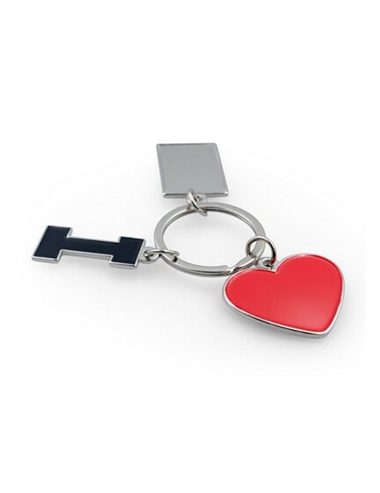 Porte-clés "I love ..." avec plaque en métal | Lydus