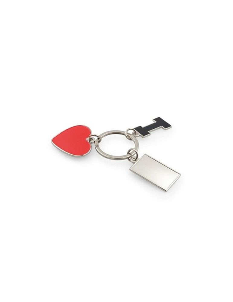 Porte-clés "I love ..." avec plaque en métal | Lydus
