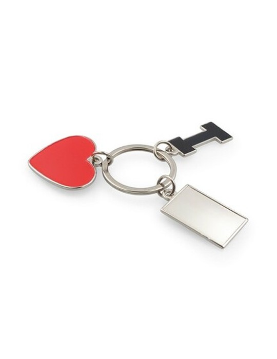 Porte-clés "I love ..." avec plaque en métal | Lydus
