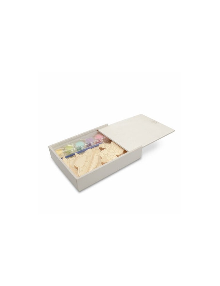 Set de blocs en bois pour la peinture, peintures et 2 pinceaux | Priya