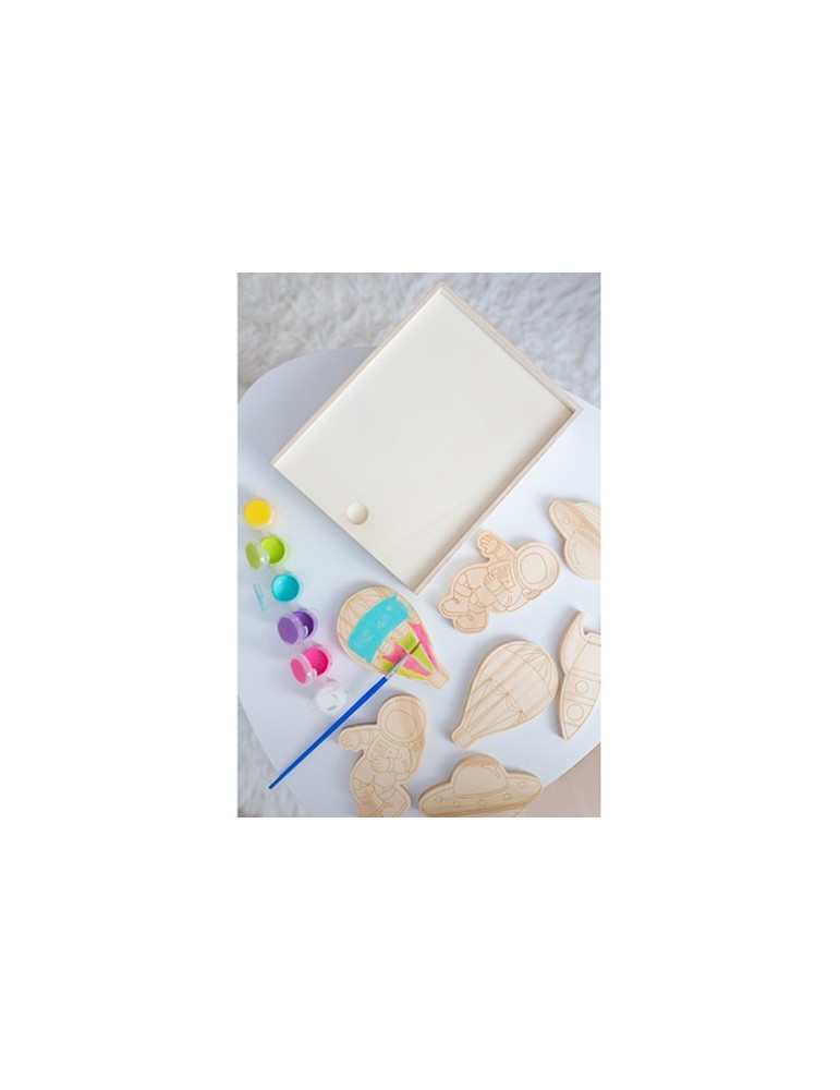 Set de blocs en bois pour la peinture, peintures et 2 pinceaux | Priya