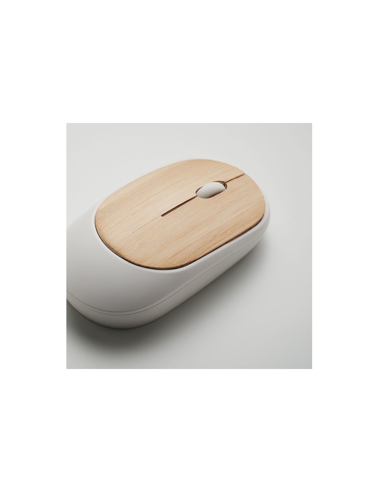 Souris sans Fil en Bambou Personnalisée pas cher