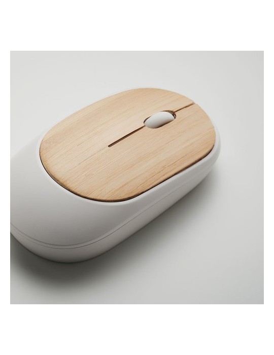 Souris sans Fil en Bambou Personnalisée pas cher