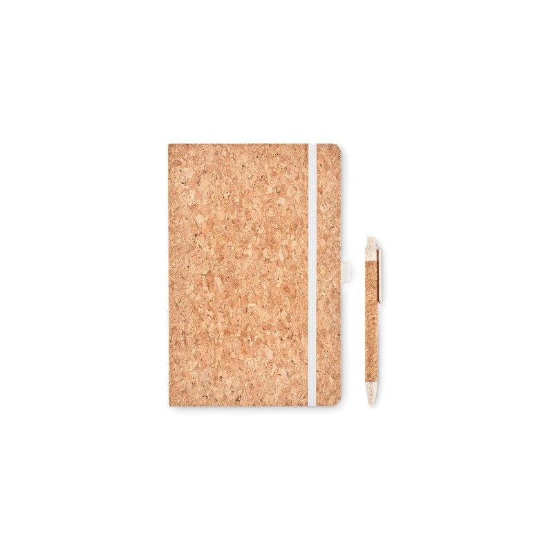 Carnet A5 et stylo en liège s - SUBER SET Matières : papier Couleurs : beige cadeau entreprise pas cher