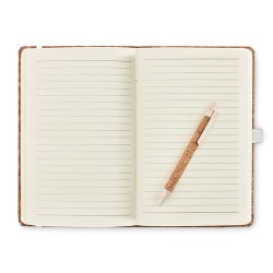 Carnet A5 et stylo en liège s - SUBER SET Matières : papier Couleurs : beige objet promotionnel éco-responsable