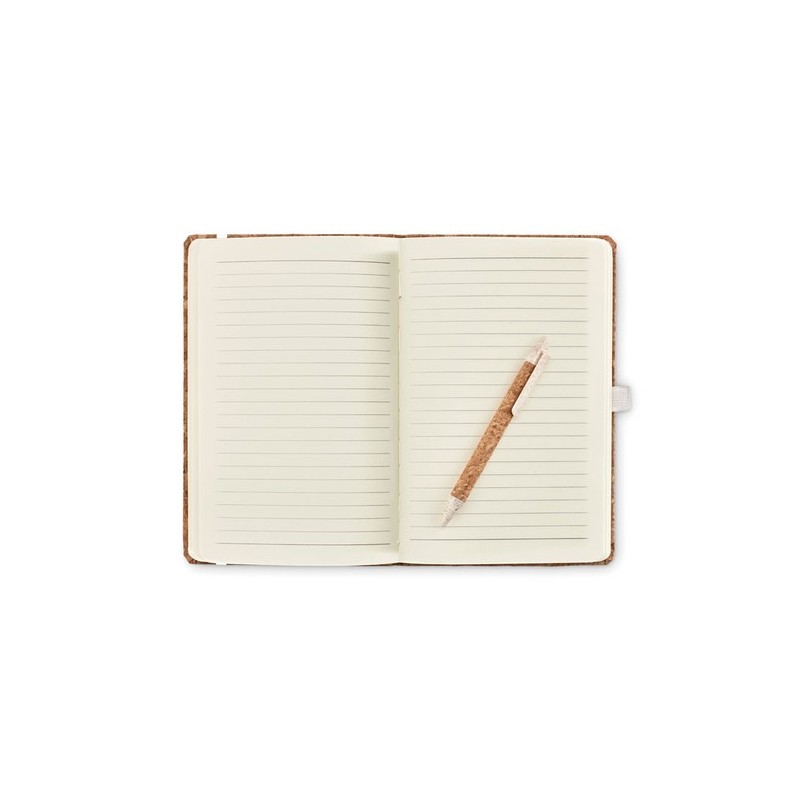 Carnet A5 et stylo en liège s - SUBER SET Matières : papier Couleurs : beige objet promotionnel éco-responsable