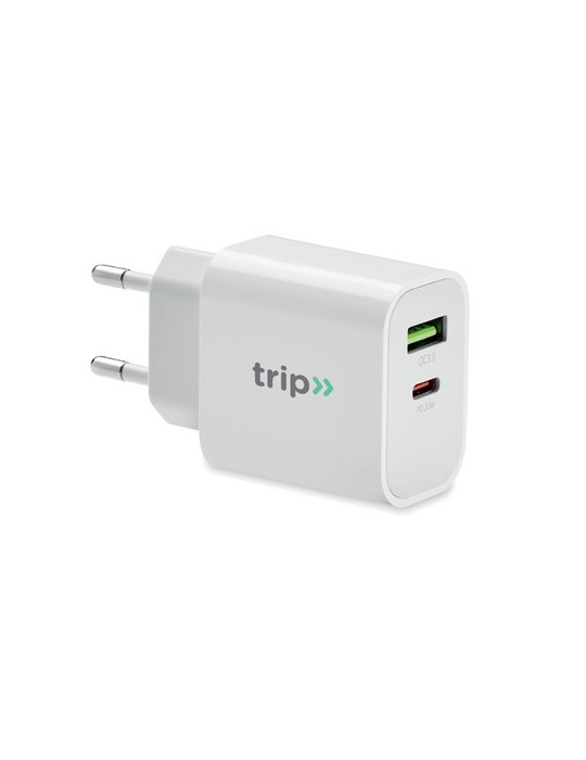 Chargeur 18W 2 Ports Personnalisé pour vos appareils pas cher