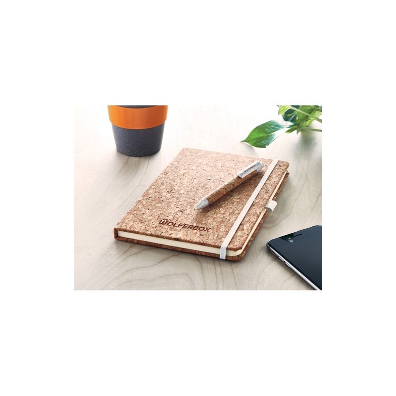 Carnet A5 et stylo en liège s - SUBER SET Matières : papier Couleurs : beige cadeau collaborateur premium