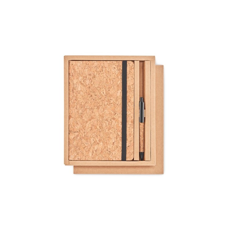 Carnet A5 et stylo en liège s - SUBER SET Matières : papier Couleurs : noir marquage laser ultra précis