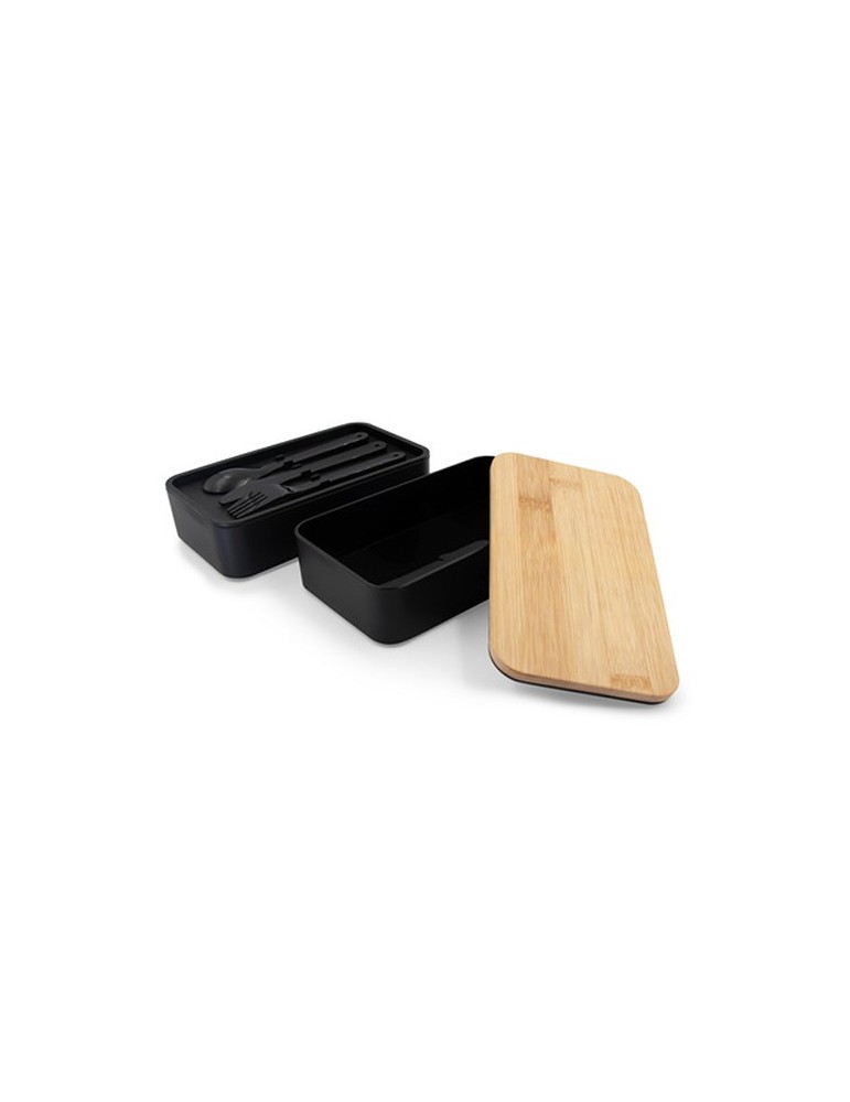 Lunch box 2 en 1, 2x500 ml, couvercle en bambou, couverts | Tijani