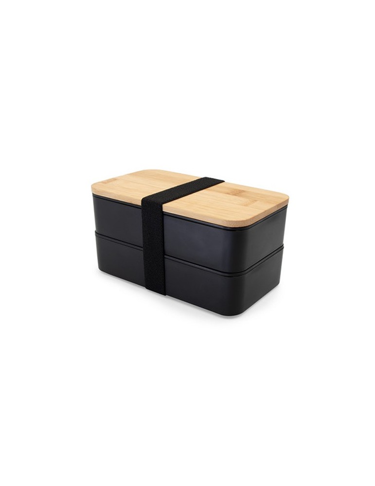 Lunch box 2 en 1, 2x500 ml, couvercle en bambou, couverts | Tijani