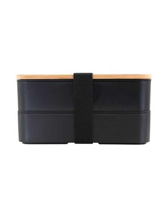 Lunch box 2 en 1, 2x500 ml, couvercle en bambou, couverts | Tijani