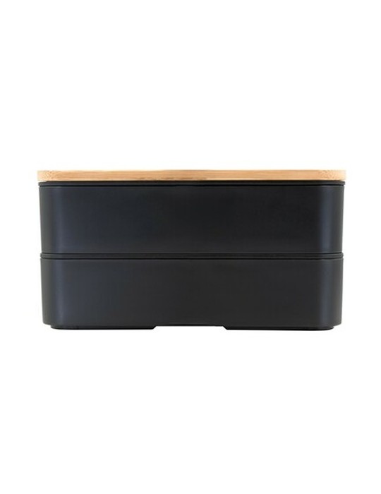 Lunch box 2 en 1, 2x500 ml, couvercle en bambou, couverts | Tijani