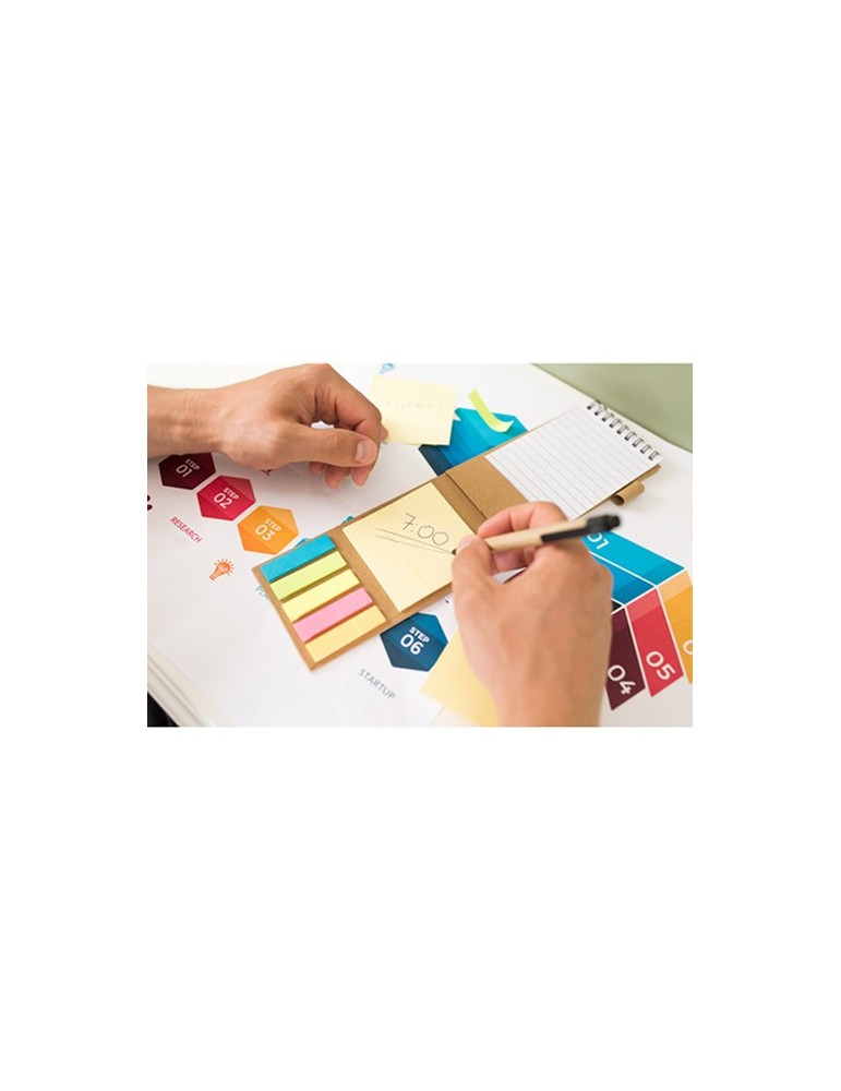 Porte-mémo, carnet, stylo à bille, notes autocollantes | Madelyn