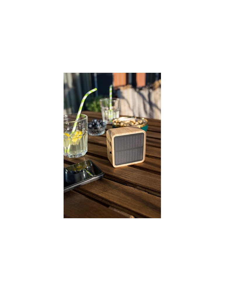 Enceinte sans fil bambou 3W B'RIGHT, panneau solaire | Androwe