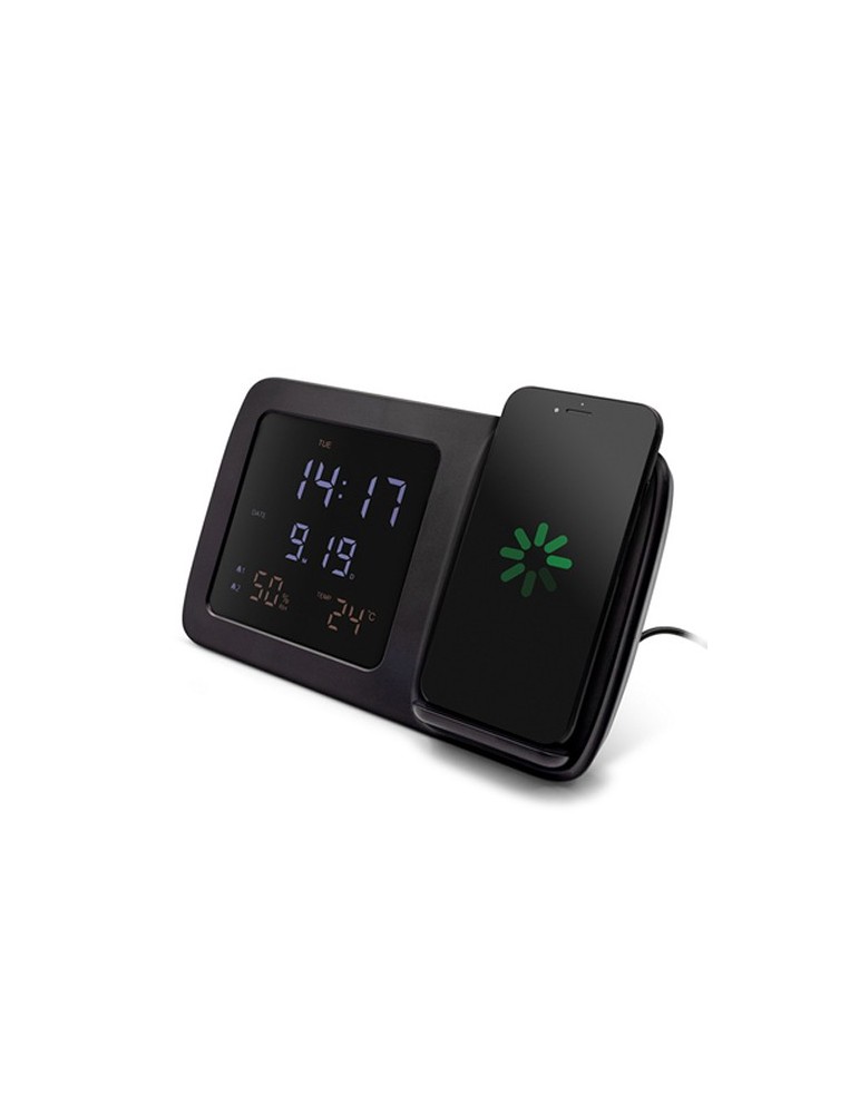 Chargeur sans fil 5W-15W Exclusive Collection , horloge numérique multifonctionnelle | Isha