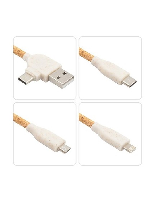 Câble de charge en liège B'RIGHT, élément en bambou, porte-clés | Antez