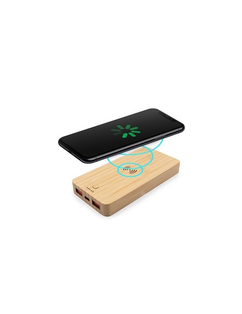 Power Bank sans fil en bambou 8000 mAh B'RIGHT, chargeur sans fil 15W | Benson