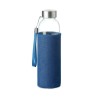 Bouteille et housse en denim personnalisées pour panier pique-nique 4 personnes, MIMBRE PLUS Matières : verre Couleurs : bleu