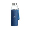 Bouteille et housse en denim personnalisées pour panier pique-nique 4 personnes, MIMBRE PLUS Matières : verre Couleurs : bleu ca
